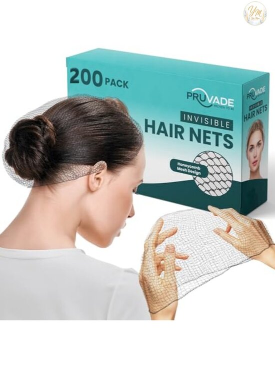 Invisible Hair Nets 200 Pack, Elastic Mesh Hairnet for Buns, Long Hair, Ballet, main image 4